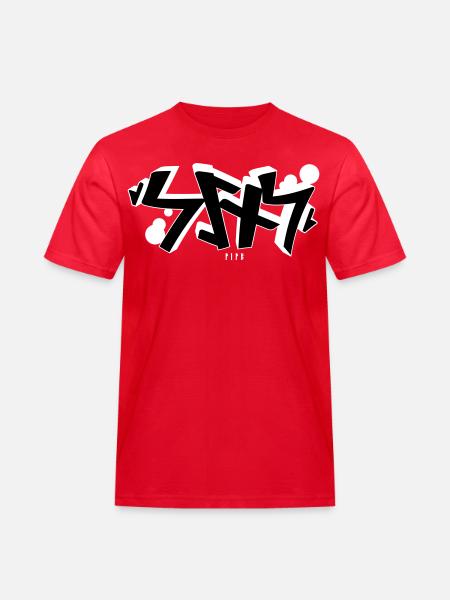 Sins rune graffiti - Männer Workwear T-Shirt - Rot
