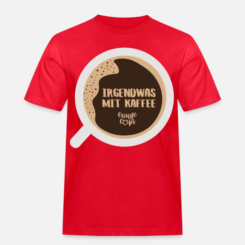 Irgendwas mit Kaffee - Männer Workwear T-Shirt - Rot