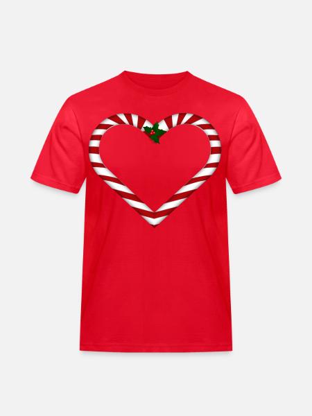 Heart of candy canes with mistletoe - Men's Workwear T-Shirt - red