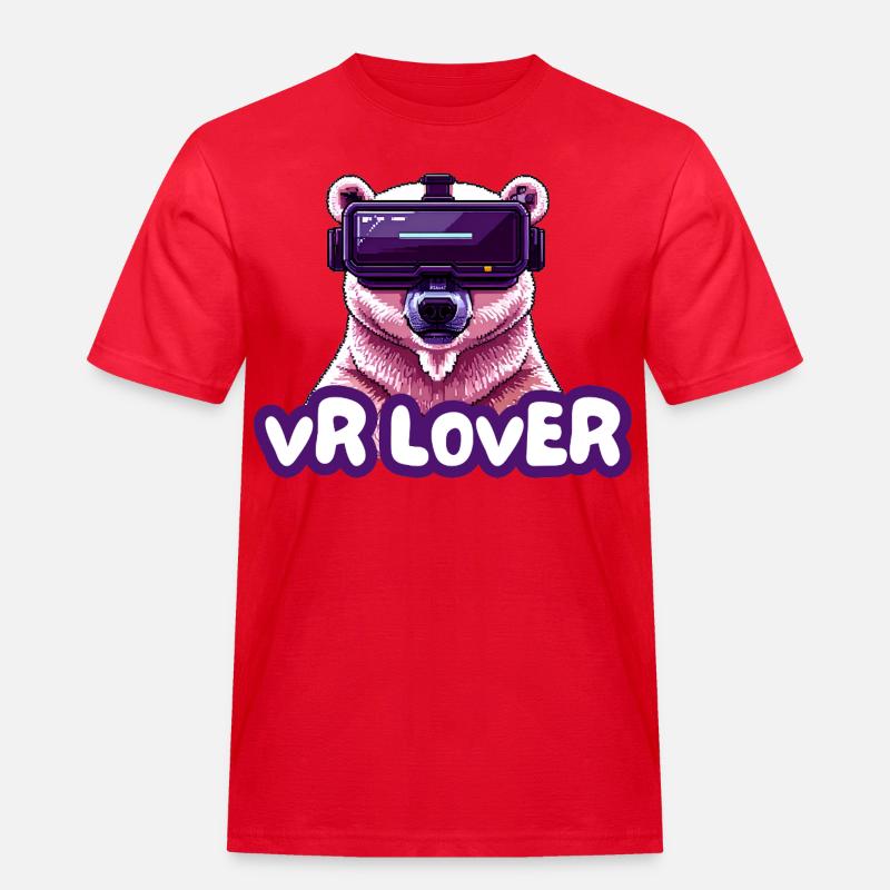VR Bär mit Virtual Reality Brille - Männer Workwear T-Shirt - Rot