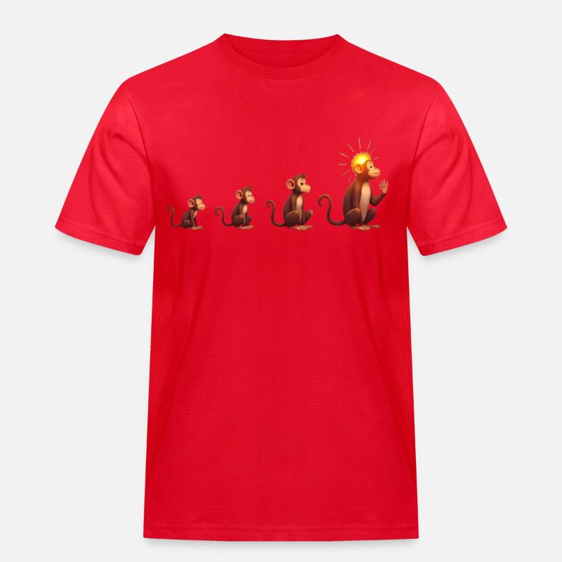 Evolution der Affen mit Sonnenkopf - Männer Workwear T-Shirt - Rot
