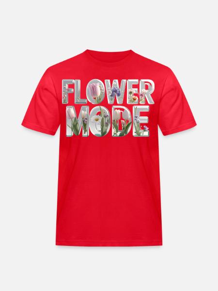 FLOWER MODE – 3D-bogstaver fulde af blomster - Herre Workwear T-Shirt - rød