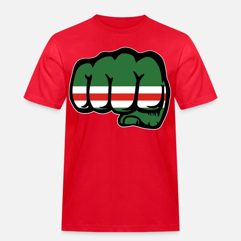 Tschetschenien Flagge Faust - Männer Workwear T-Shirt - Rot