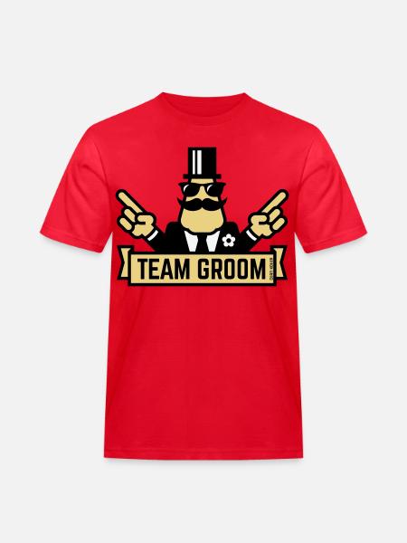 Team Groom (Pointing Stag Night Bachelor Party 3C) - Men's Workwear T-Shirt - red