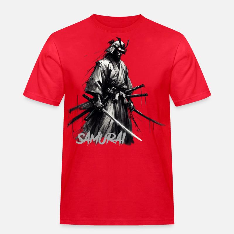 Samurai - Männer Workwear T-Shirt - Rot