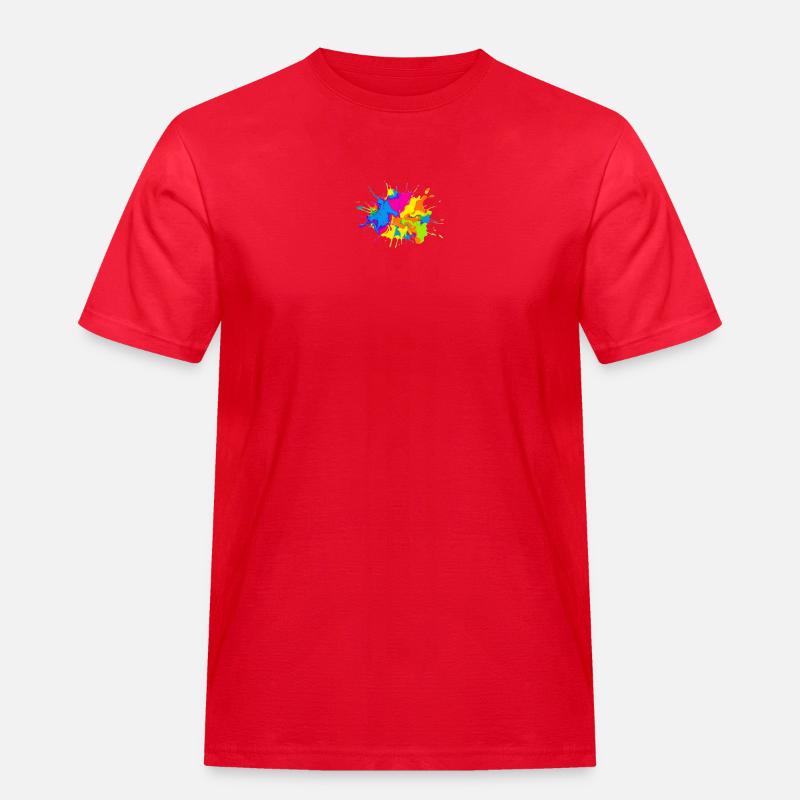 Regenbogenfarbe-Spritzexplosion - Männer Workwear T-Shirt - Rot