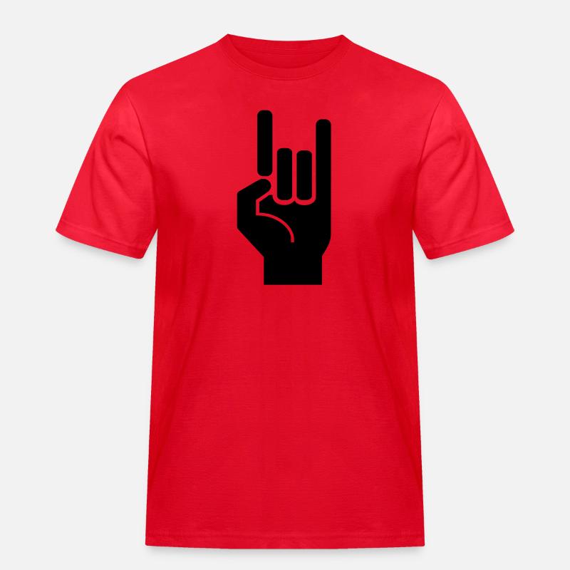 Rock and roll hand de - Männer Workwear T-Shirt - Rot