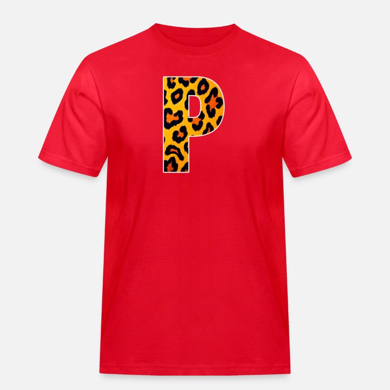Leopard_Buchstabenmuster_-_P - Männer Workwear T-Shirt - Rot