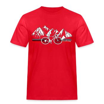 Rennrad Radsport Retro Berge - Männer Workwear T-Shirt - Rot - Vorne - AI Model Male 185 dark (185cm)