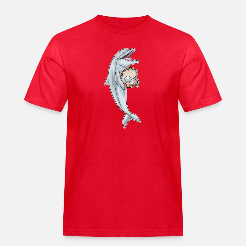 Delfin Perle - Männer Workwear T-Shirt - Rot