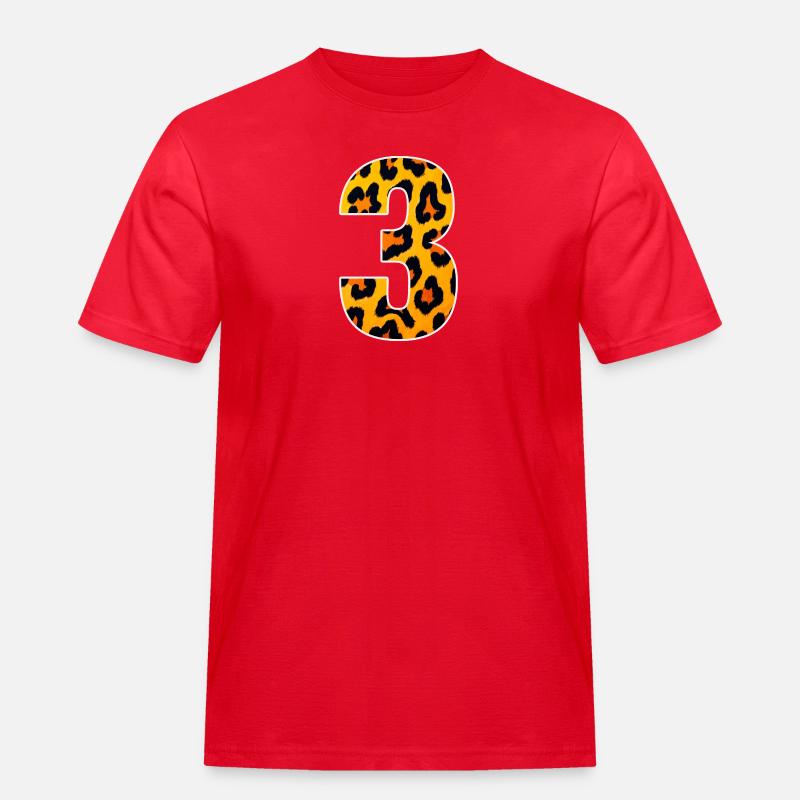 Leopard 3 Number Pattern - Men's Workwear T-Shirt - red