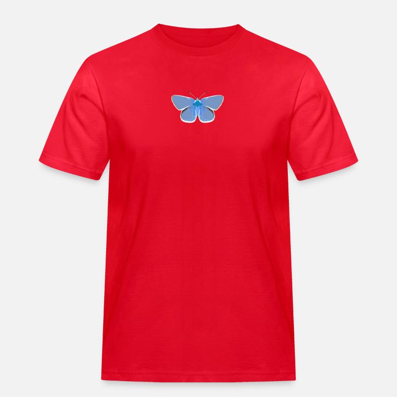 Schmetterlinge: Der gemeine Bläuling - Männer Workwear T-Shirt - Rot