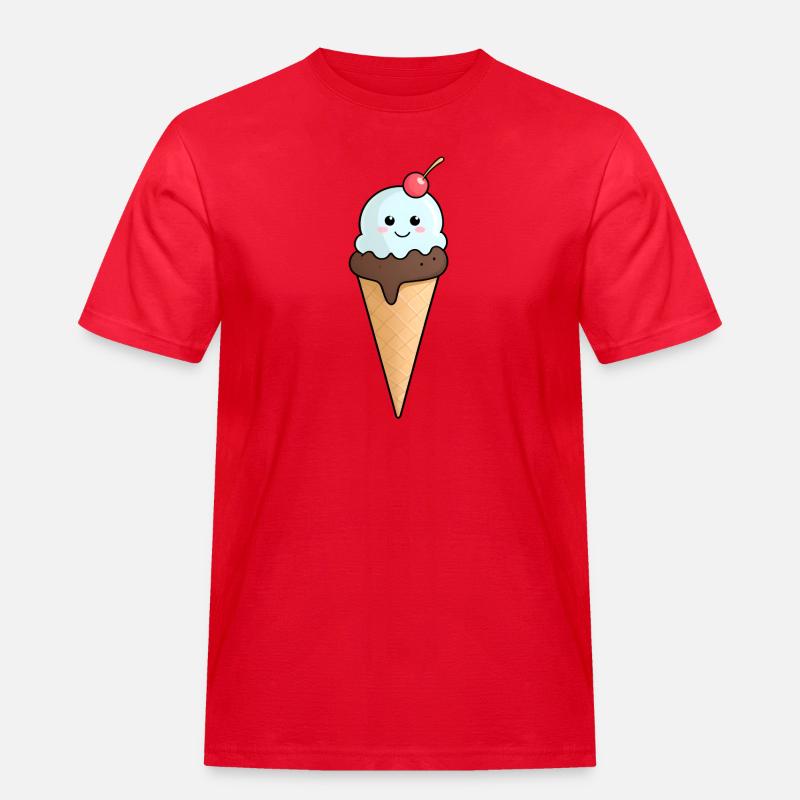 Kuscheliges Eis mit Kirsche - Männer Workwear T-Shirt - Rot