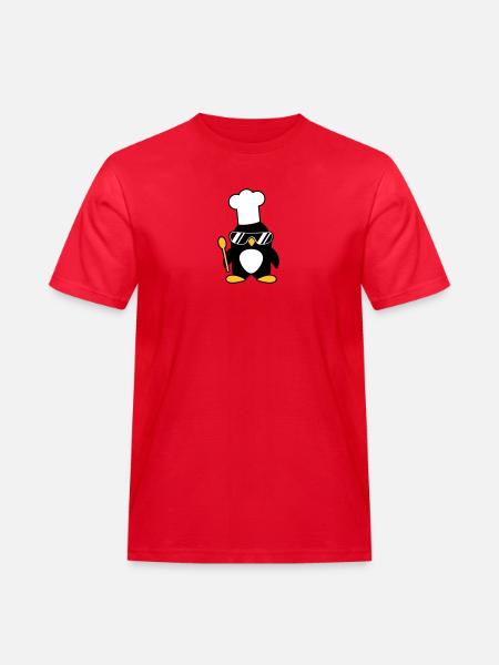 Cool Penguin Chef - Men's Workwear T-Shirt - red