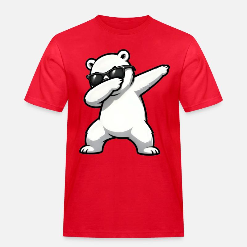 Dabbing Eisbär - Männer Workwear T-Shirt - Rot