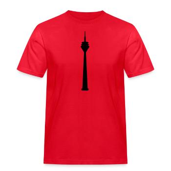 Düsseldorf - Männer Workwear T-Shirt - Rot - Vorne - AI Model Male 185 dark (185cm)
