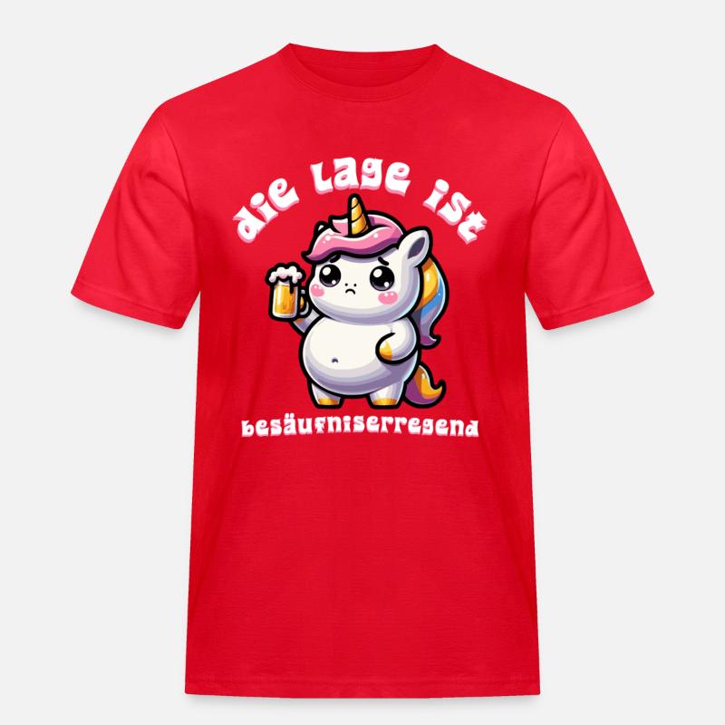 Süßes Einhorn Bier Feier - Männer Workwear T-Shirt - Rot