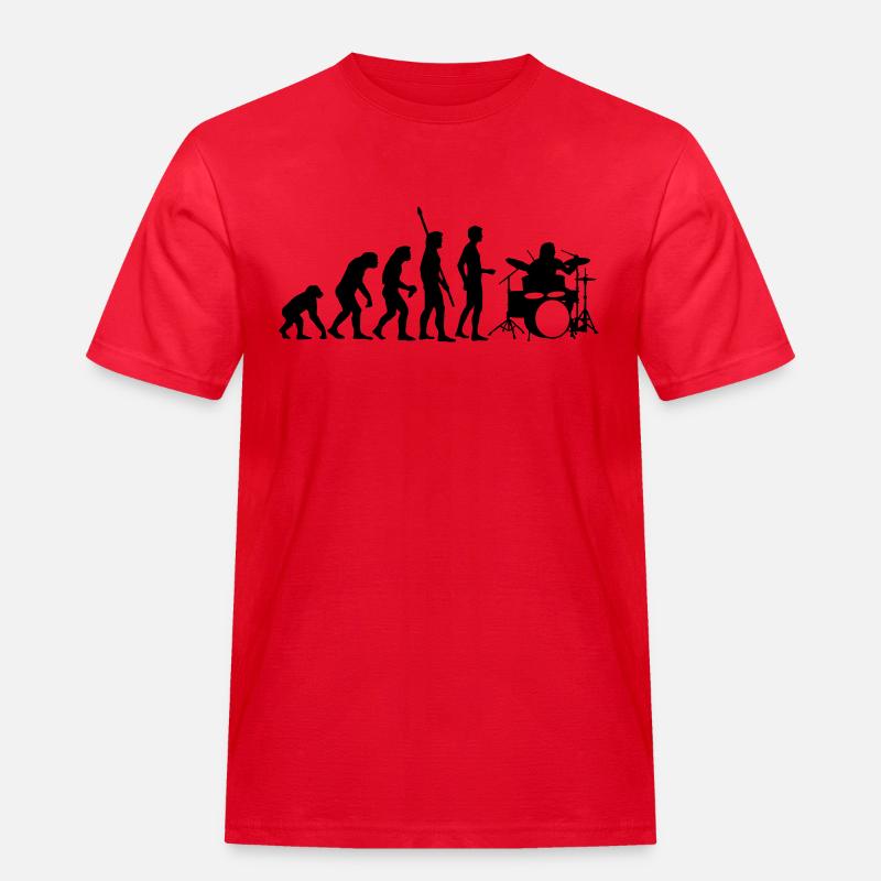 evolution_drummer_b_1c - Männer Workwear T-Shirt - Rot