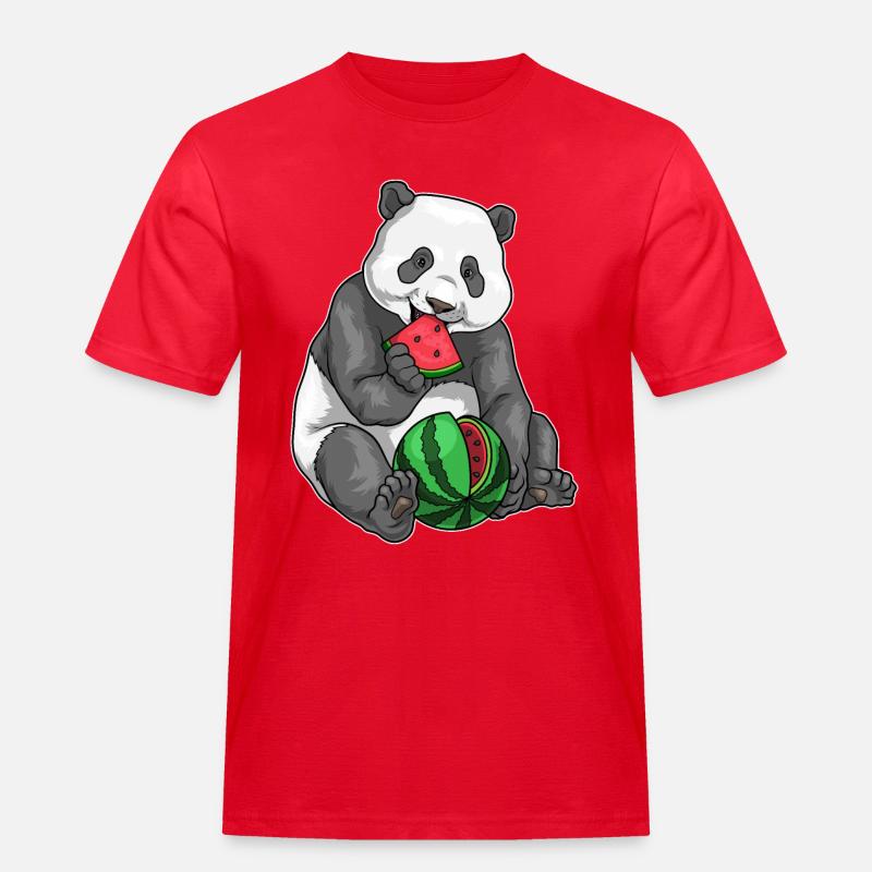 Panda Wassermelone - Männer Workwear T-Shirt - Rot