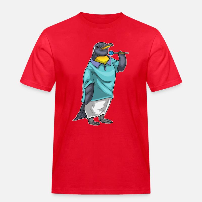 Pinguin Dart Dartpfeil - Männer Workwear T-Shirt - Rot