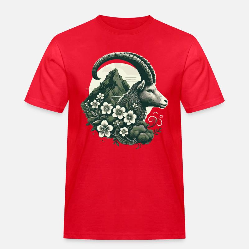 Steinbock Sternzeichen - Bergziege Astrologie - Männer Workwear T-Shirt - Rot