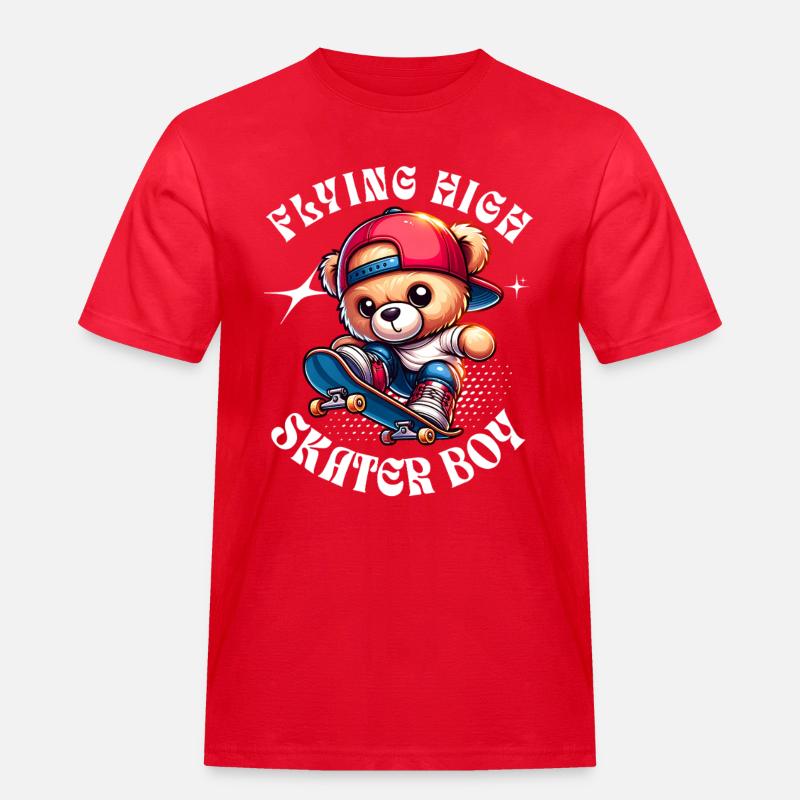 Skater teddy bear on skateboard - Men's Workwear T-Shirt - red