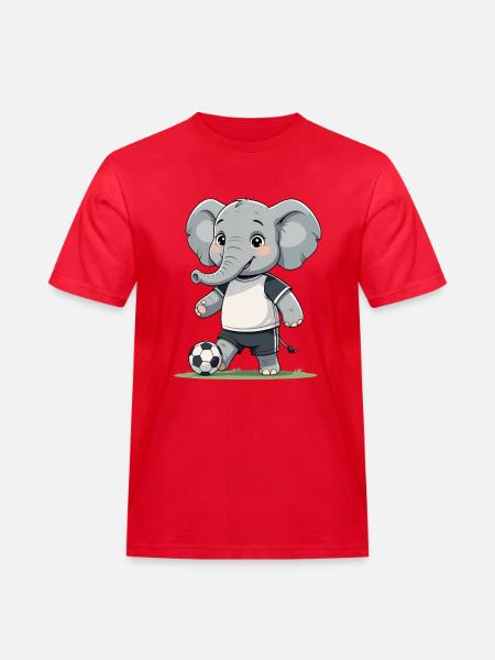 Elefant Fußballkicker - Männer Workwear T-Shirt - Rot