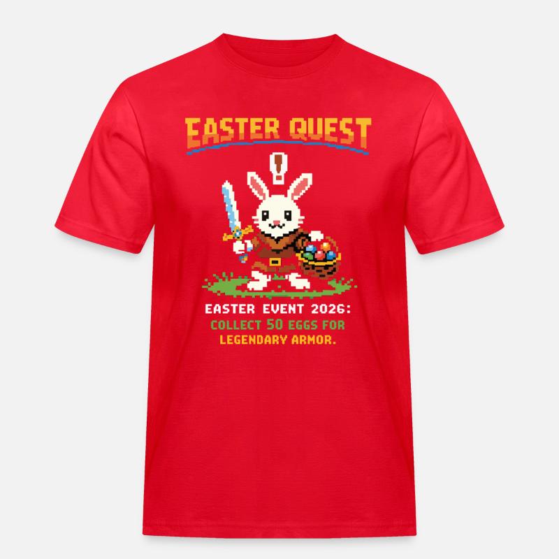 Easter Quest Pixel Bunny - Männer Workwear T-Shirt - Rot