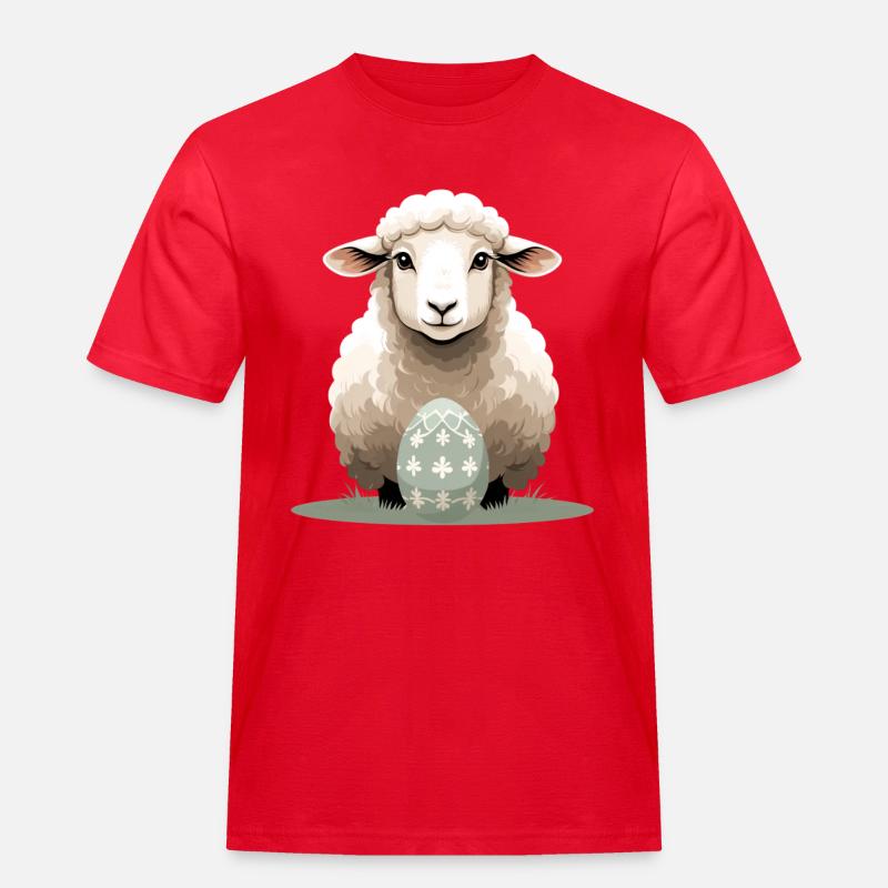 Cuddly lamb with Easter egg - Men's Workwear T-Shirt - red