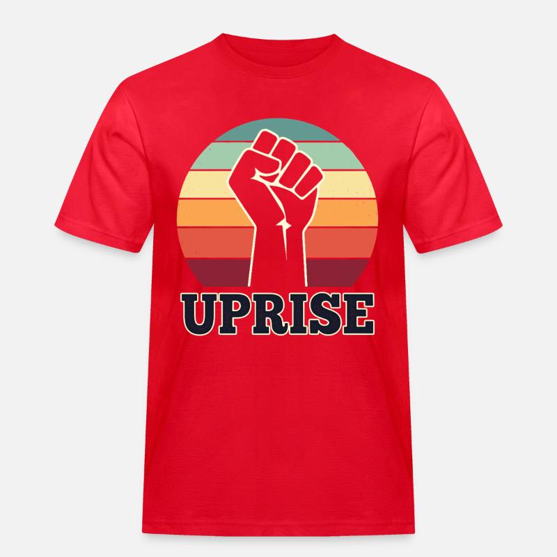 RISE Motiv mit Faust Stärke Statement - Männer Workwear T-Shirt - Rot