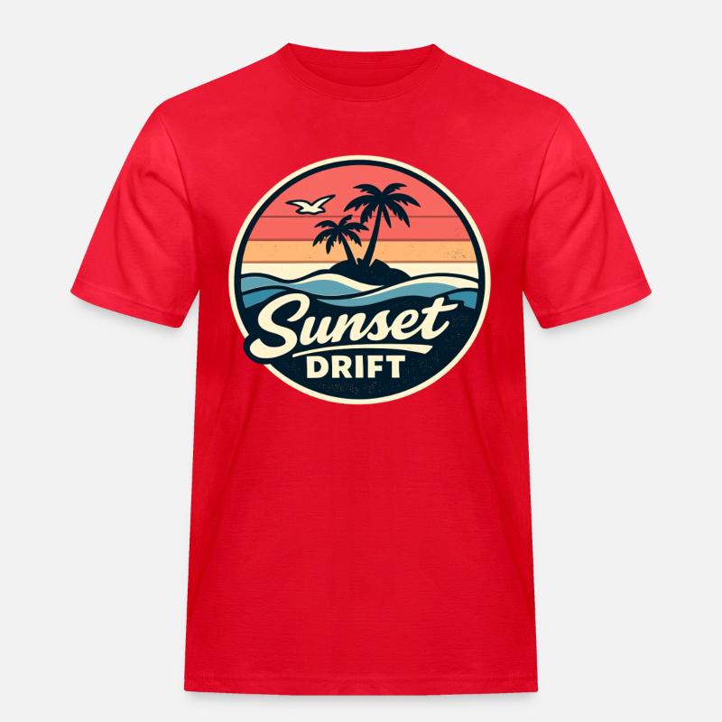 Sunset Drift - Männer Workwear T-Shirt - Rot