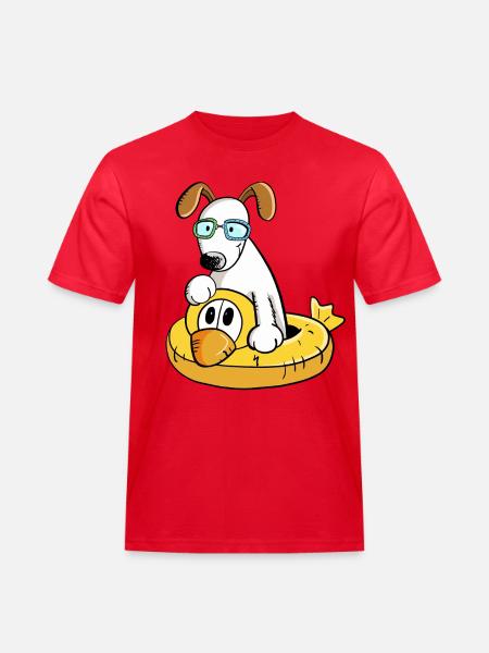 Dog On Vacation With Swimming Rip - Men's Workwear T-Shirt - red
