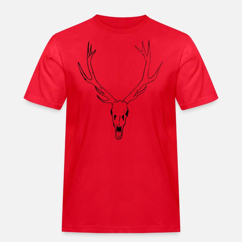Hirsch Schädel - Männer Workwear T-Shirt - Rot