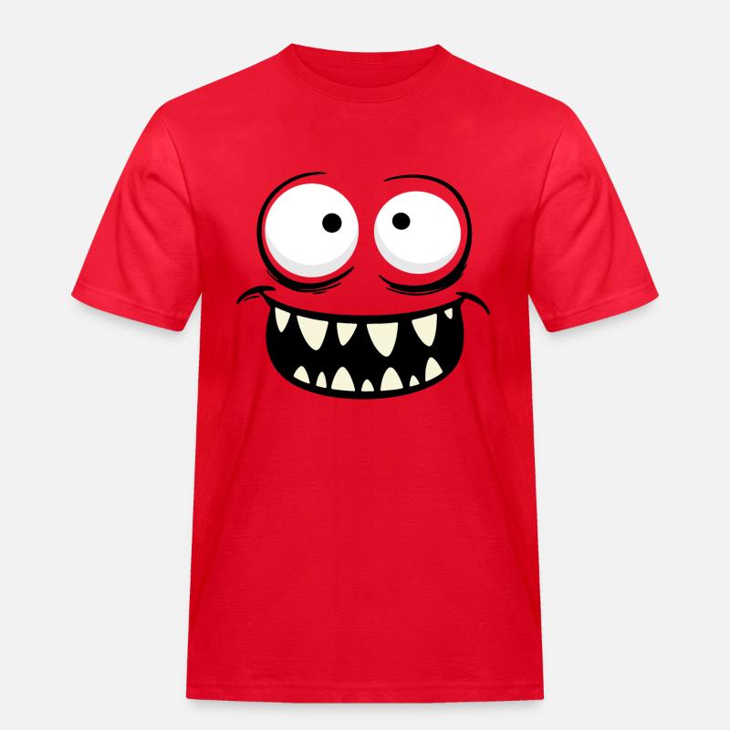 Monster-Gesicht - Männer Workwear T-Shirt - Rot