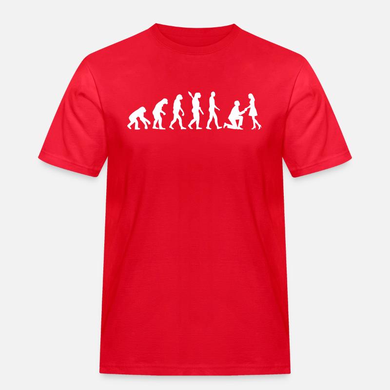 Evolution Wedding Proposal - Men's Workwear T-Shirt - red