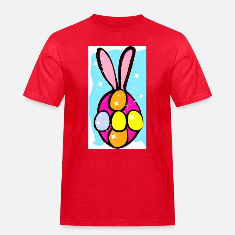 Bunte Osterhasen-Eier Illustration - Männer Workwear T-Shirt - Rot