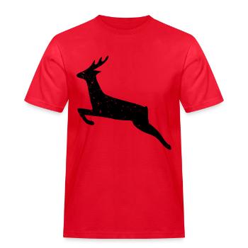 Weihnachten Wildwechsel Hirsch used look wild Wald - Männer Workwear T-Shirt - Rot - Vorne - AI Model Male 185 dark (185cm)