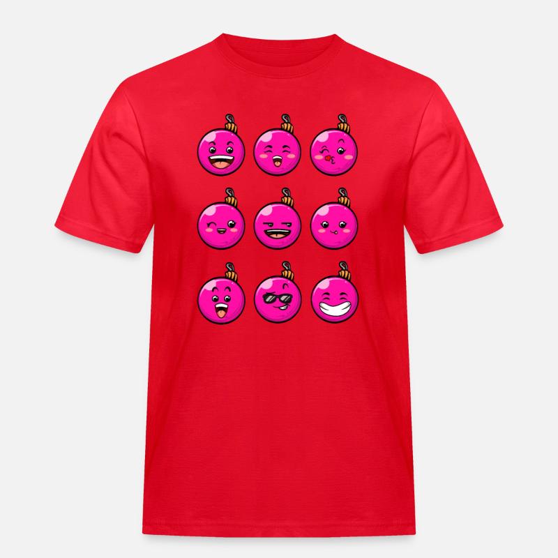 9 Weihnachtskugeln #7/10 Pink - Männer Workwear T-Shirt - Rot