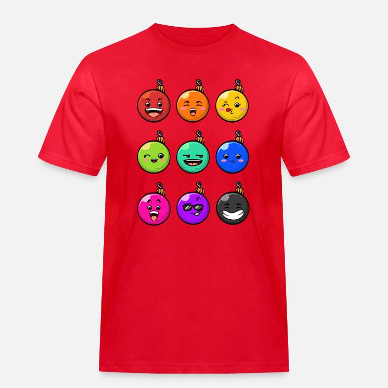 9 Weihnachtskugeln #10/10 Bunt - Männer Workwear T-Shirt - Rot