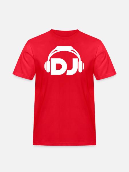 DJ Headphones Music Party Celebrations Text Lettering - Men's Workwear T-Shirt - red