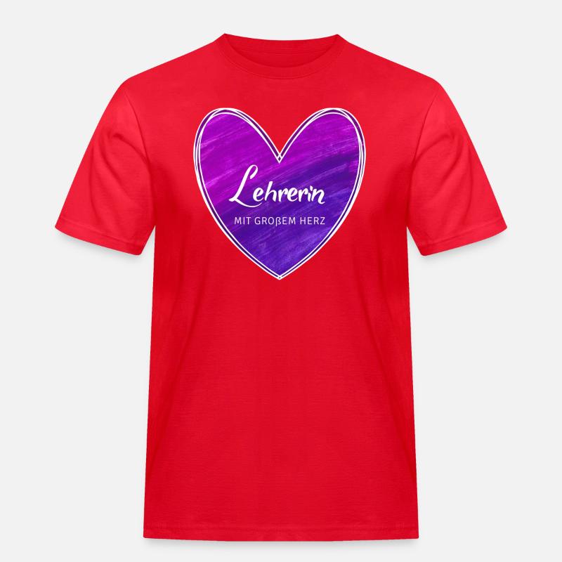 Lehrerin mit großem Herz - Männer Workwear T-Shirt - Rot