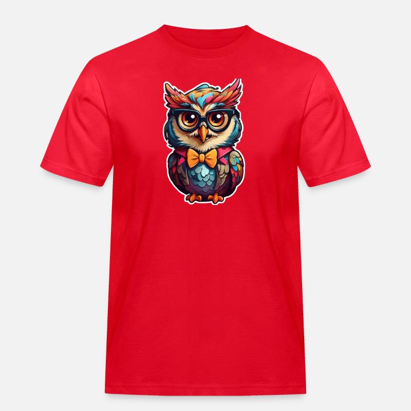 Lustige Eule Comic - Männer Workwear T-Shirt - Rot