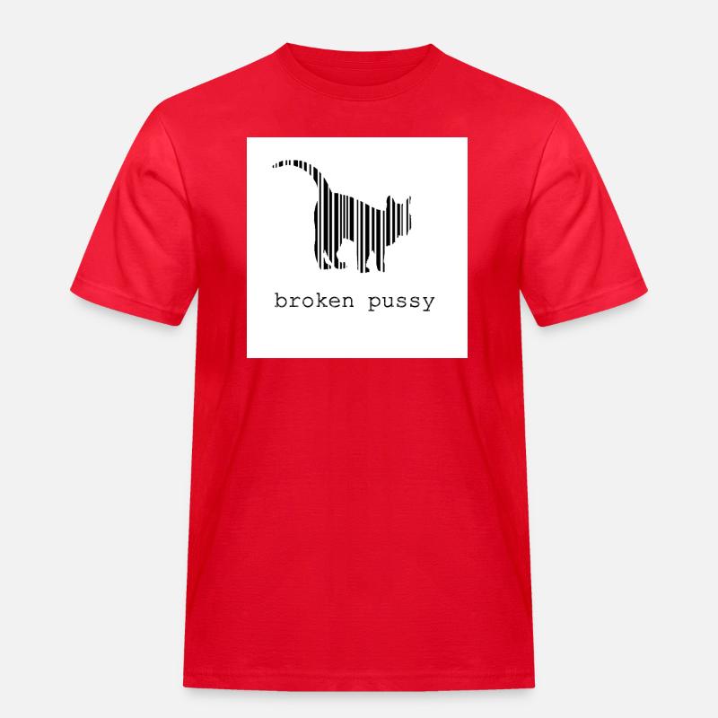 Broken Katze - Männer Workwear T-Shirt - Rot