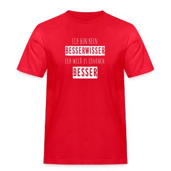 Besserwisser lustige Sprüche - Männer Workwear T-Shirt - Rot - Vorne - AI Model Male 185 dark (185cm)