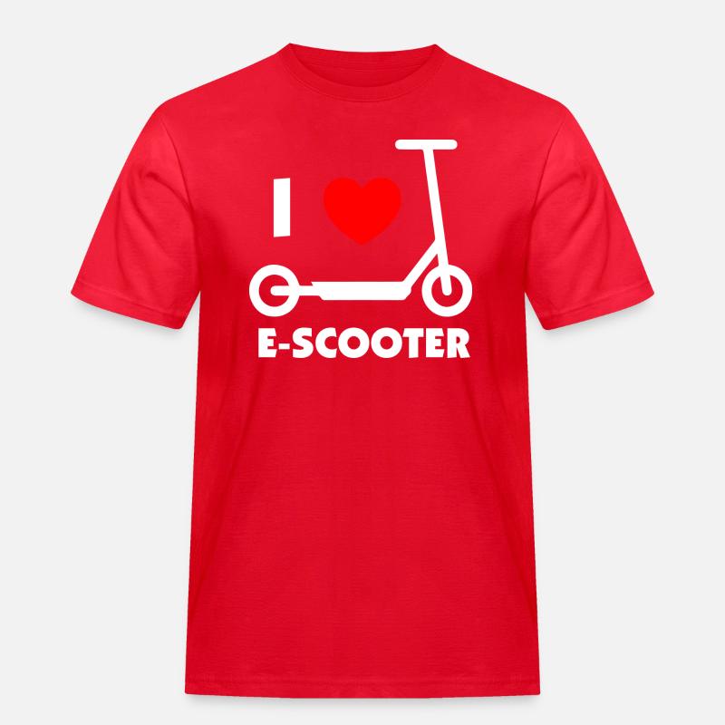 E-Scooter E-Roller Scooter - Männer Workwear T-Shirt - Rot