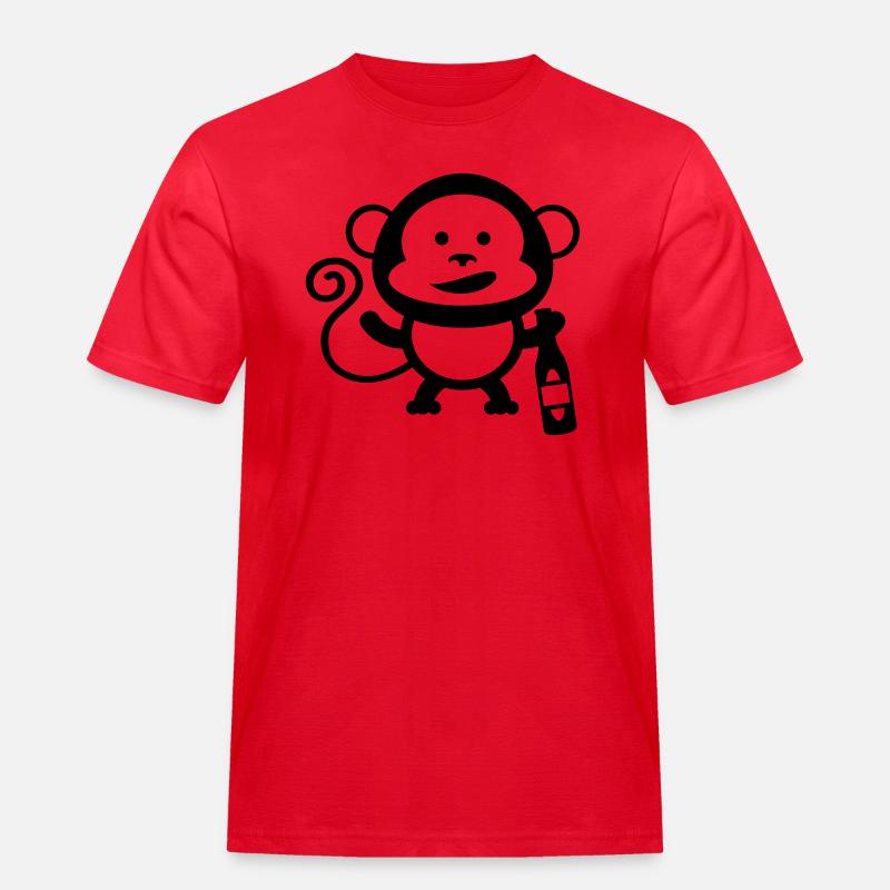 monkey beer comic - Männer Workwear T-Shirt - Rot