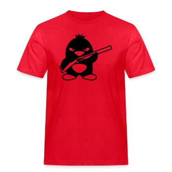 Shotgun Penguin - Men's Workwear T-Shirt - red - Front - AI Model Male 185 dark (185cm)