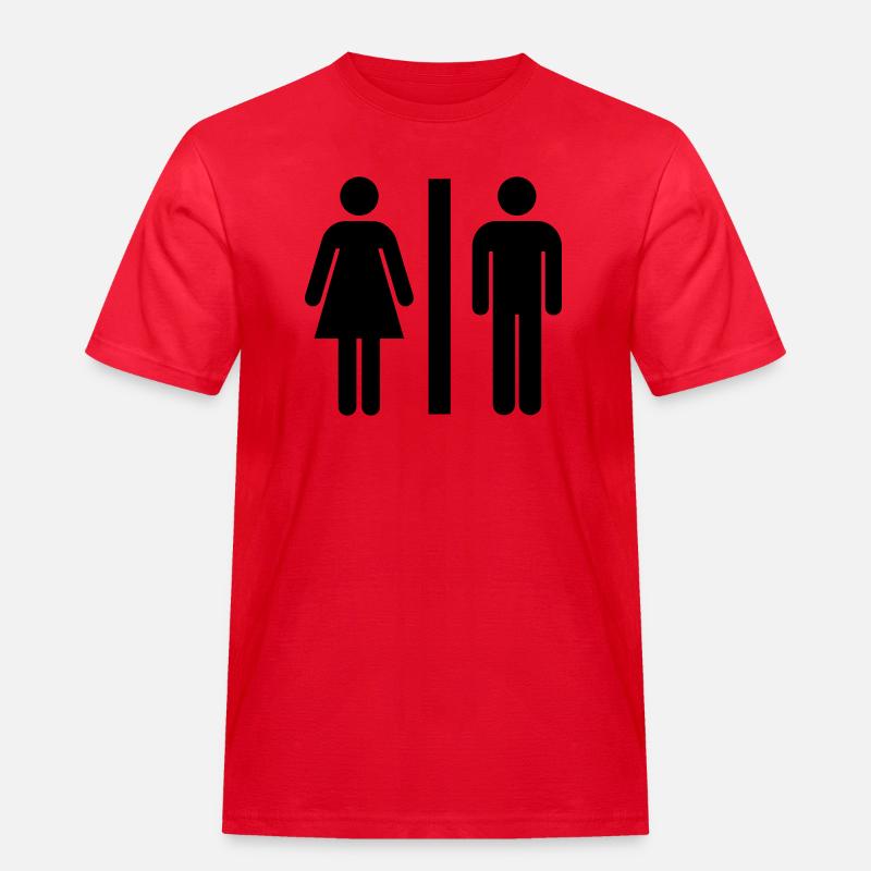Toilettenschild - Männer Workwear T-Shirt - Rot