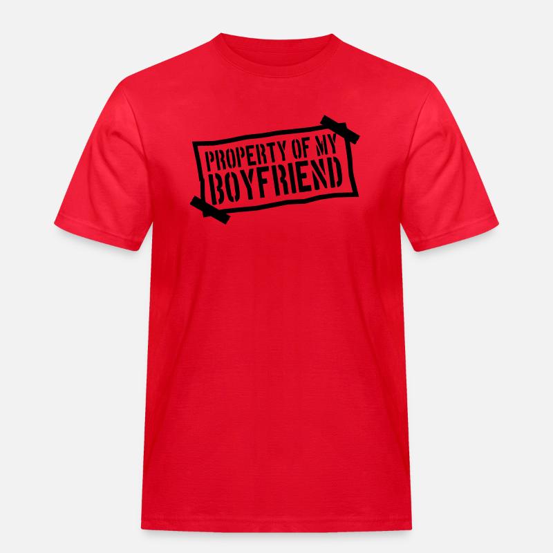 note papir fast på papir ejendom af min boyfr - Herre Workwear T-Shirt - rød