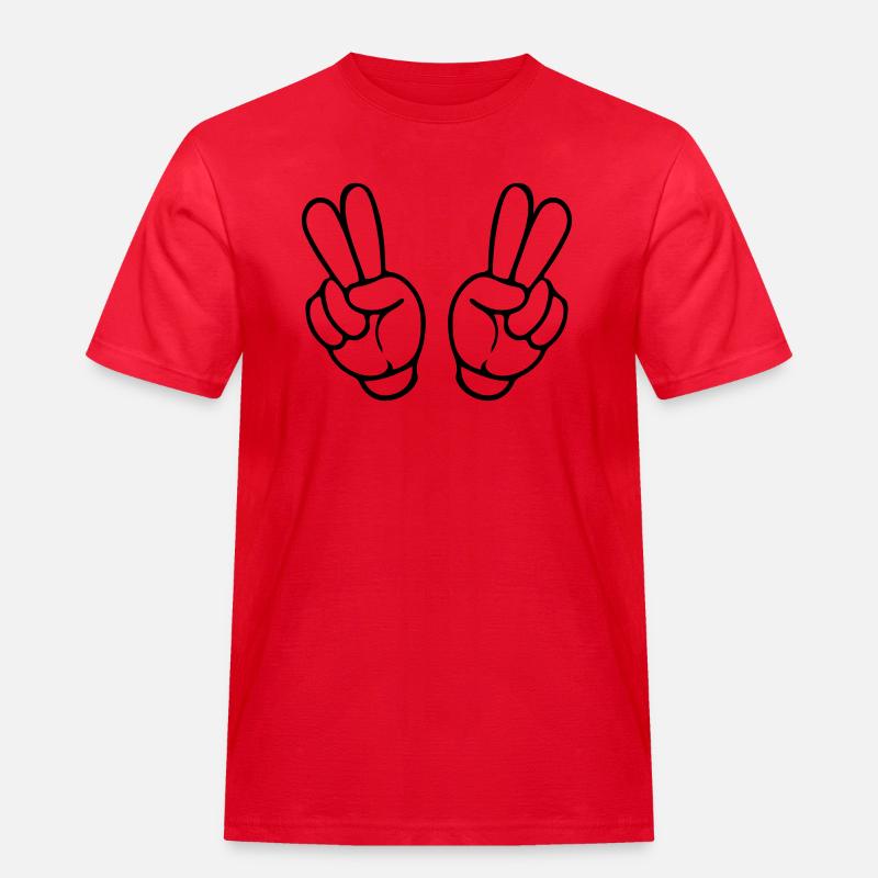 hands peace comic - Männer Workwear T-Shirt - Rot